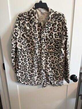 Allison Joy Leopard Print Utility Jacket in Cream and Black